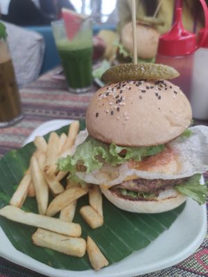 Vegan burger at Nook Eatery in Hue