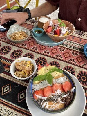 Smoothie bowl and granola bowl, the latter which comes with coconut milk instead of dairy yoghurt.   at Nook Eatery in Hue