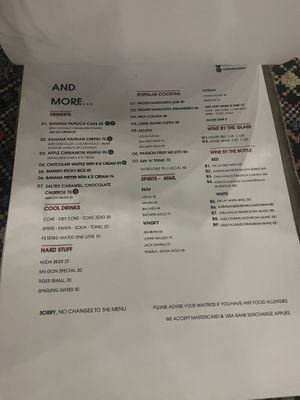 Menu  at Nook Eatery in Hue