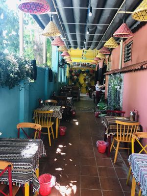 Lovely seating area at Nook Eatery in Hue