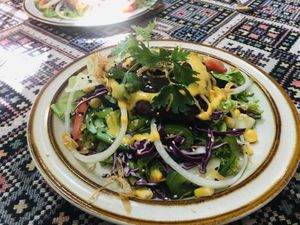 Vegan patty salad at Nook Eatery in Hue