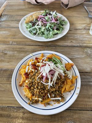 My friend got a salad with fried eggplant. Beyond good.   at Two Dollar Radio Headquarters in Columbus