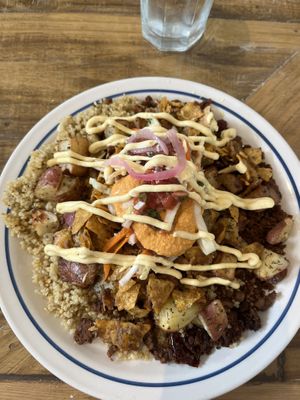 Walnut Chorizo Chilaquiles  at Two Dollar Radio Headquarters in Columbus