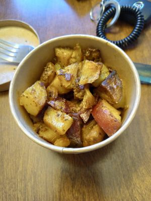 Home fries at Two Dollar Radio Headquarters in Columbus