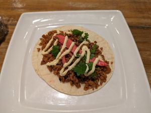 Soy beef taco at Two Dollar Radio Headquarters in Columbus
