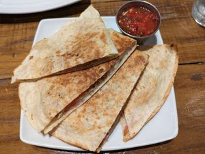 Cheezy quesadilla at Two Dollar Radio Headquarters in Columbus