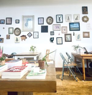 Fun walls and lots of books  at Two Dollar Radio Headquarters in Columbus