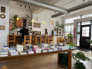 From our table looking towards the bar and service area at Two Dollar Radio Headquarters in Columbus