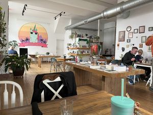 Main seating area at Two Dollar Radio Headquarters in Columbus