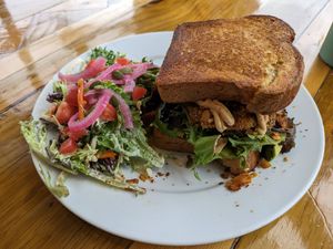 Cajun fried green tomato BLAT at Two Dollar Radio Headquarters in Columbus