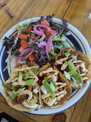 Pancake tacos, for real? at Two Dollar Radio Headquarters in Columbus