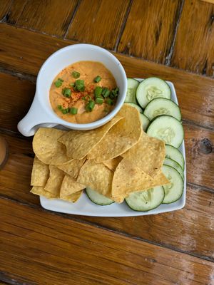 Red pepper hummus at Two Dollar Radio Headquarters in Columbus