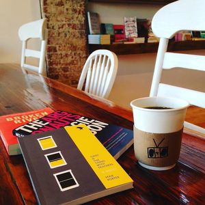 Locally roasted coffee from One Line Coffee and Hoof Hearted. at Two Dollar Radio Headquarters in Columbus