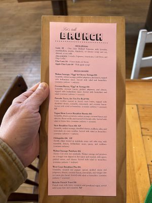 Brunch menu  at Two Dollar Radio Headquarters in Columbus