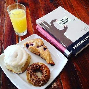 SWEETS! Cinnamon Rolls (from Doughasis); Pumpkin Pecan Donuts and Lemon Blueberry Scones (from Freaks and Leeks). at Two Dollar Radio Headquarters in Columbus