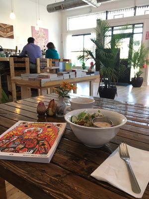 House-made salads, sauces, "meats" at Two Dollar Radio Headquarters in Columbus