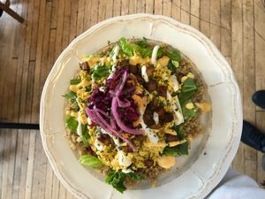 Quinoa plate at Two Dollar Radio Headquarters in Columbus