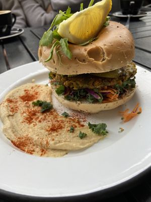 Vegan bagel  at The Seller Door in Brighton