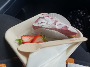 White chocolate & raspberry cheesecake at RAWR Bar in Apollo Bay