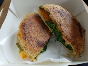 Pumpkin & cheese toastie at RAWR Bar in Apollo Bay