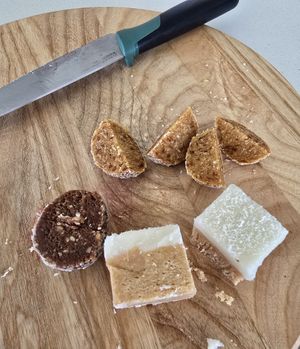 Treats chopped to share ...and partially eaten! at RAWR Bar in Apollo Bay