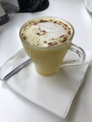 Turmeric latte  at RAWR Bar in Apollo Bay
