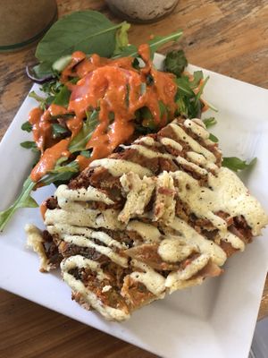 Lasagna and side salad at RAWR Bar in Apollo Bay