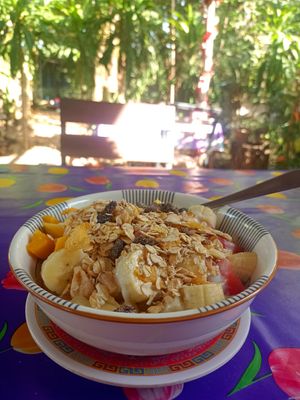 Müsli with fruits and coconut milk at Kohco Man in Koh Phayam