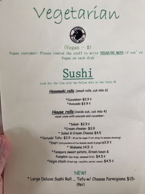 Menu  at Sushi Yah Man in Noosa Heads