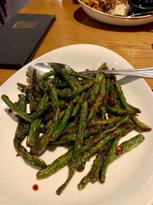 Spicy green beans side dish at P.F. Chang's in Seoul