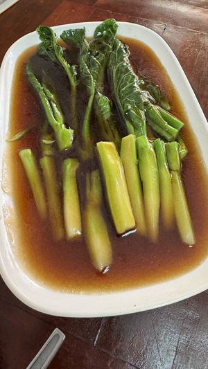Chinese broccoli stir try  at Nop Nan in Bangkok