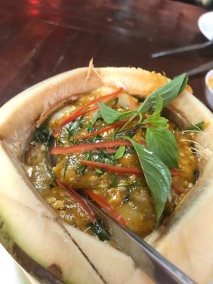 Red curry in a coconut at Nop Nan in Bangkok
