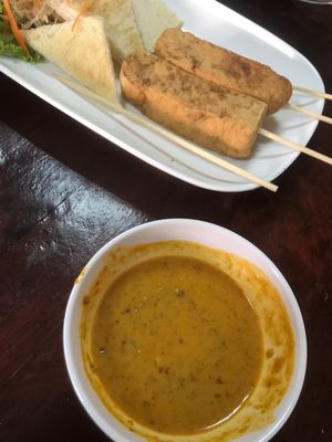 Tofu with peanut satay at Nop Nan in Bangkok