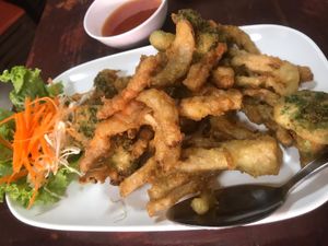 Vegetable tempura 😍😍 at Nop Nan in Bangkok