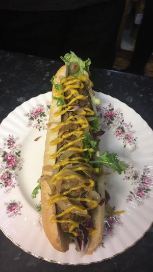 Vegan hot dog  at Black Goo at Home & Colonial in Berkhamsted