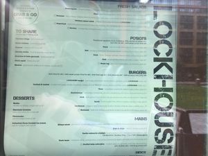 Menu at Lockhouse in West London