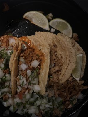 Birria and carnitas tacoss  at Cena Vegan - Ghost Kitchen in Los Angeles