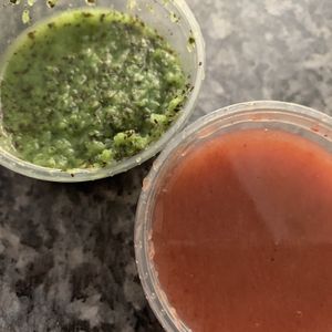 Sauces accompany the meal at Indian Garden in Bloomington