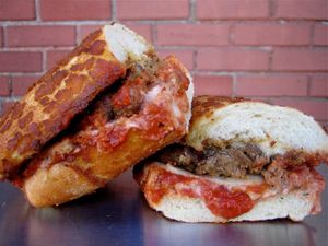 #70 Meatless Mike - vegan meatballs, marinara, vegan cheese at Ike's Love and Sandwiches in Tempe