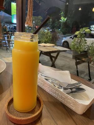 Orange drip  at Anthony Vegetarian Restaurant in Malacca