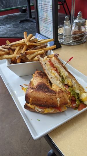 Vegan focaccia grilled cheese at Trail Rider in Cedar Crest