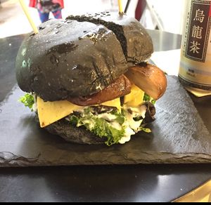 delicious Burger in Black at Veggi Monster in Hong Kong Island