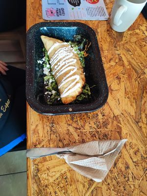 Quesadilla de chicharrón at Ramé Fonda Vegana in Aguascalientes