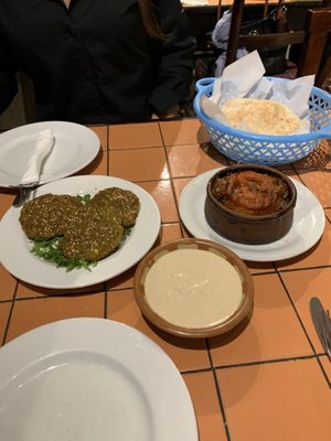 Falafel tahini eggplant  at Felfela in Kafr Nassar