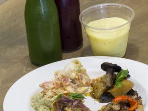 Enjoy a variety of warm and cold dishes, desserts, juices and smoothies. Our menu changes daily! at The Saints Stores in Thessaloniki