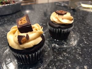 Chocolate peanut butter cupcakes! at Detroit Street Filling Station in Ann Arbor