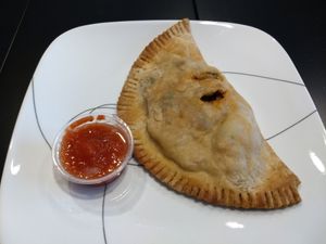 Pizza pocket at Detroit Street Filling Station in Ann Arbor