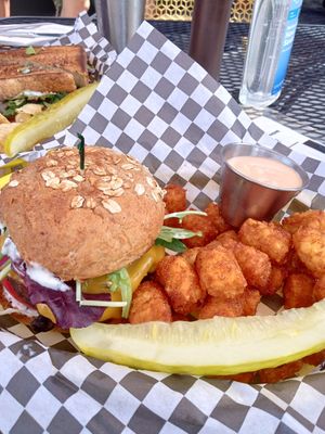 Del Burger with Tots at Detroit Street Filling Station in Ann Arbor