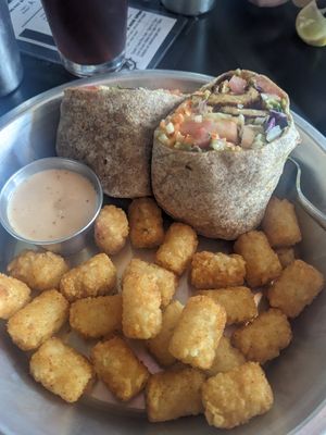 Greatest wrap with tots at Detroit Street Filling Station in Ann Arbor