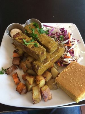 Tempeh ribs  at Detroit Street Filling Station in Ann Arbor